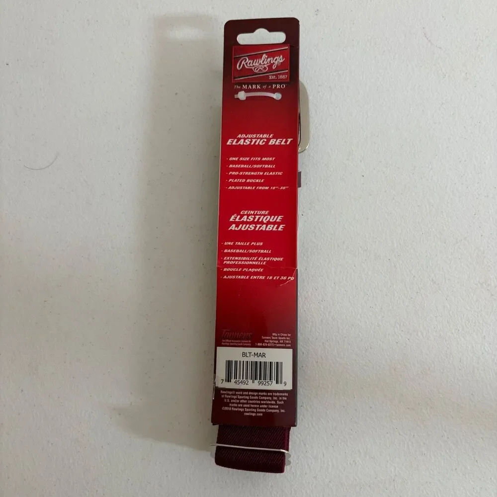 Rawlings Baseball Belt Maroon Adjustable Elastic 18